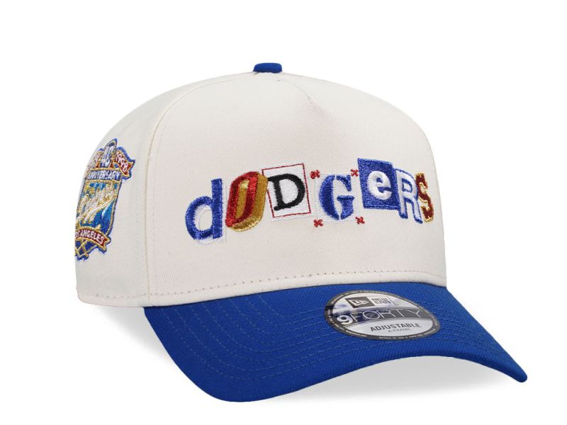 Los Angeles Dodgers Script Crema y Viscera Azul 9FORTY A-Frame Snapback