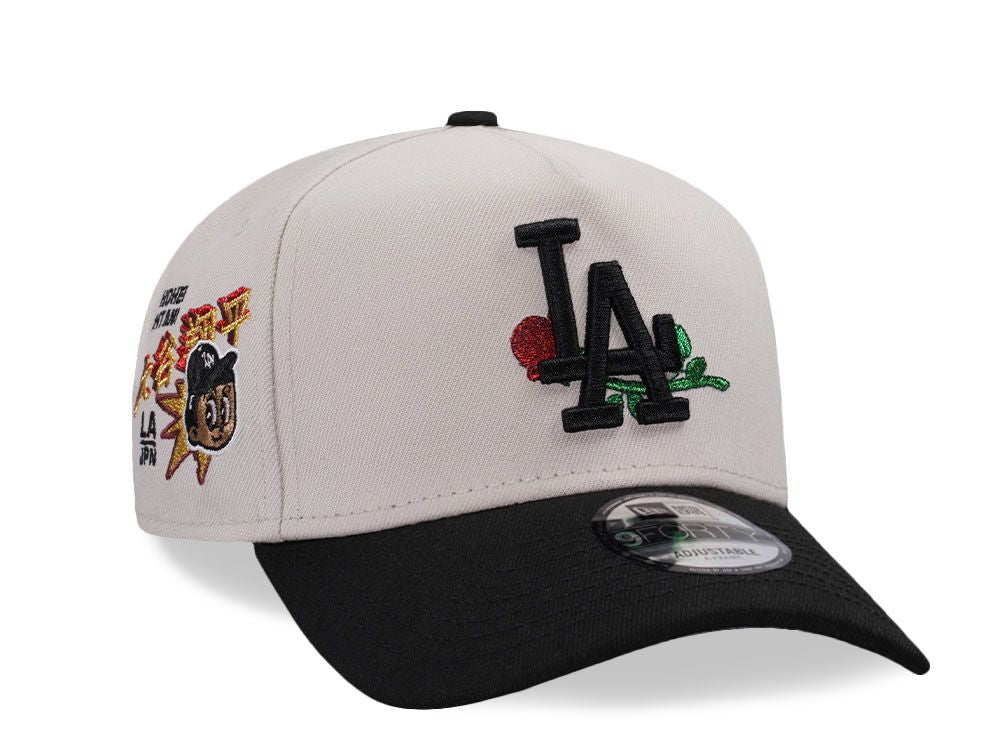 Los Angeles Dodgers Crema y Viscera Negra con Rosa 9FORTY A-Frame Snapback
