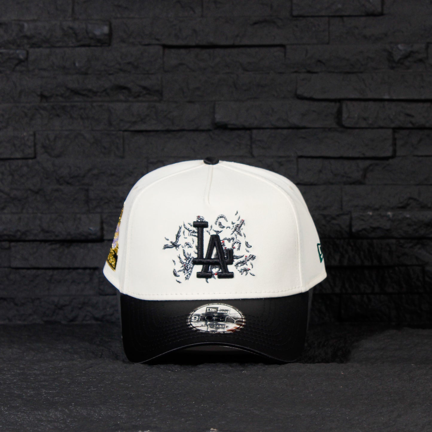 Los Angeles Dodgers Crema y Viscera Negra de Satin 9FORTY A-Frame Snapback