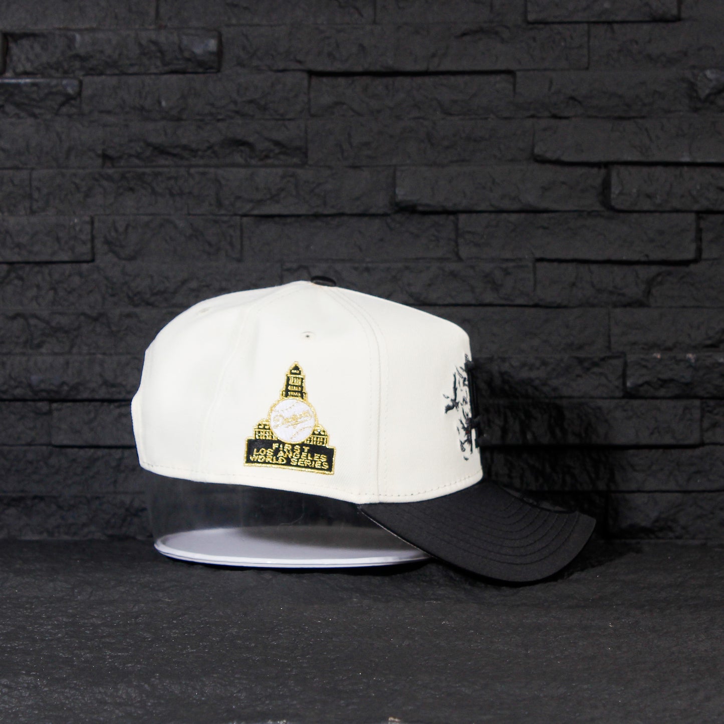 Los Angeles Dodgers Crema y Viscera Negra de Satin 9FORTY A-Frame Snapback