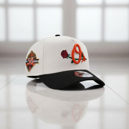 Baltimore Orioles 50th Anniversary Rose Chrome 9FORTY A-Frame Snapback