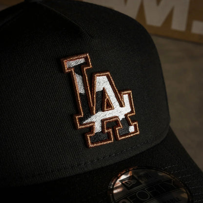 FAM Exclusive — Los Angeles Dodgers MLB Cow Printed Logo Black 9FORTY A-Frame Snapback