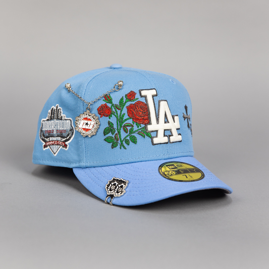 Los Angeles Dodgers Icy Blue Blooming Roses + 40th Anniversary Side Patch 59FIFTY Fitted