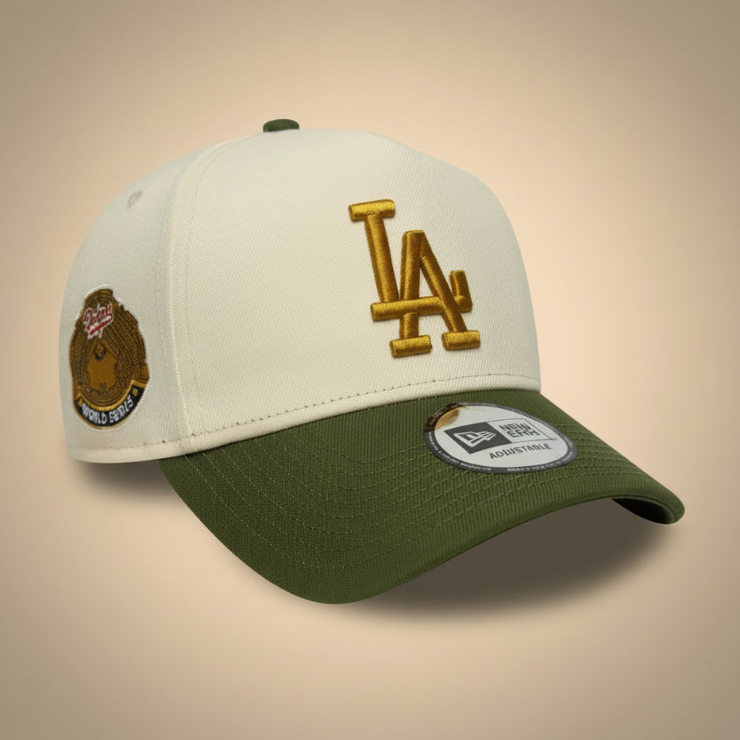 Los Angeles Dodgers World Series Patch Beige 9FORTY E-Frame Snapback