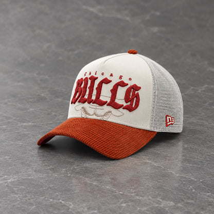Chicago Bulls Old English 9FORTY A-Frame Trucker Snapback
