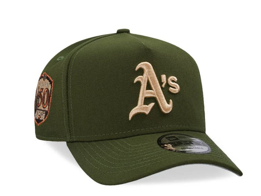 Oakland Athletic's Verde Oliva 9FORTY A-Frame Snapback