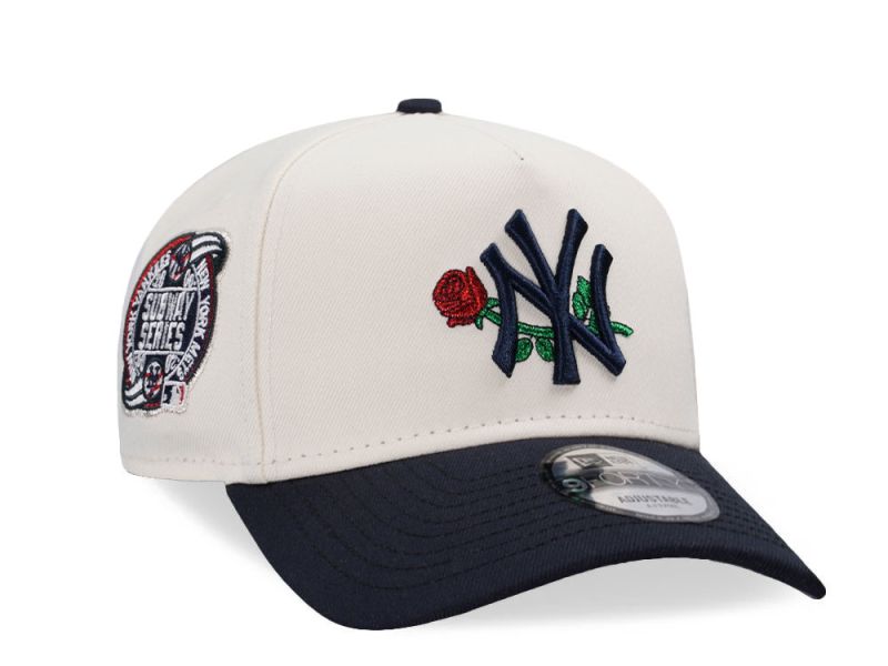 New York Yankees Crema y Viscera Azul Marino  con Rosa 9FORTY A-Frame Snapback