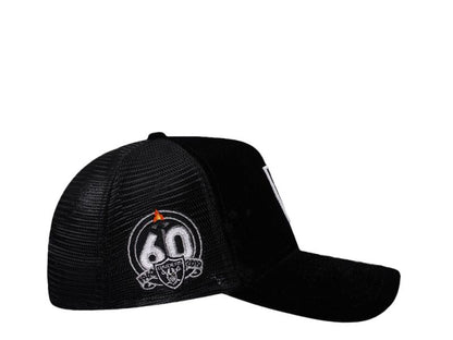 Las Vegas Raiders Negra de Terciopelo Trucker 9FORTY A-Frame Snapback