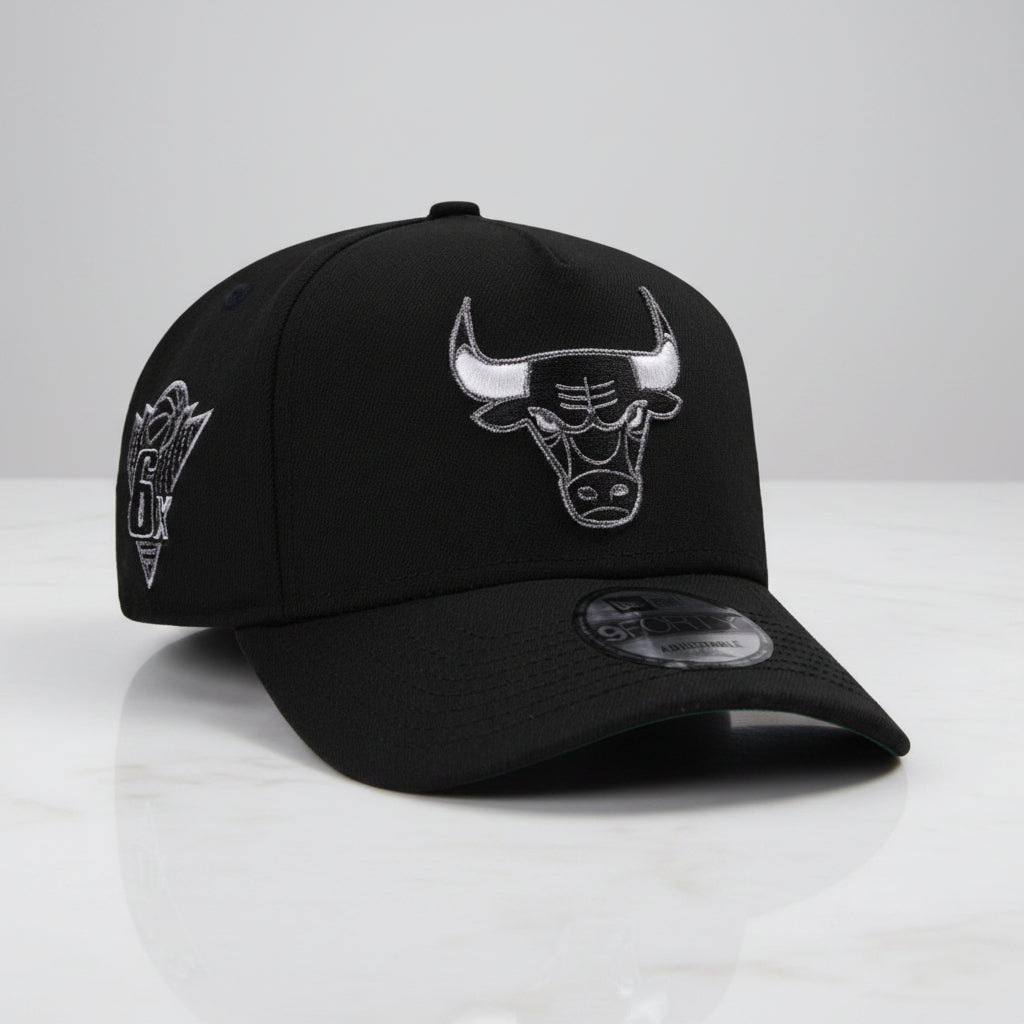Chicago Bulls 6x Champs Blackout Metallic Edition 9FORTY A-Frame Snapback