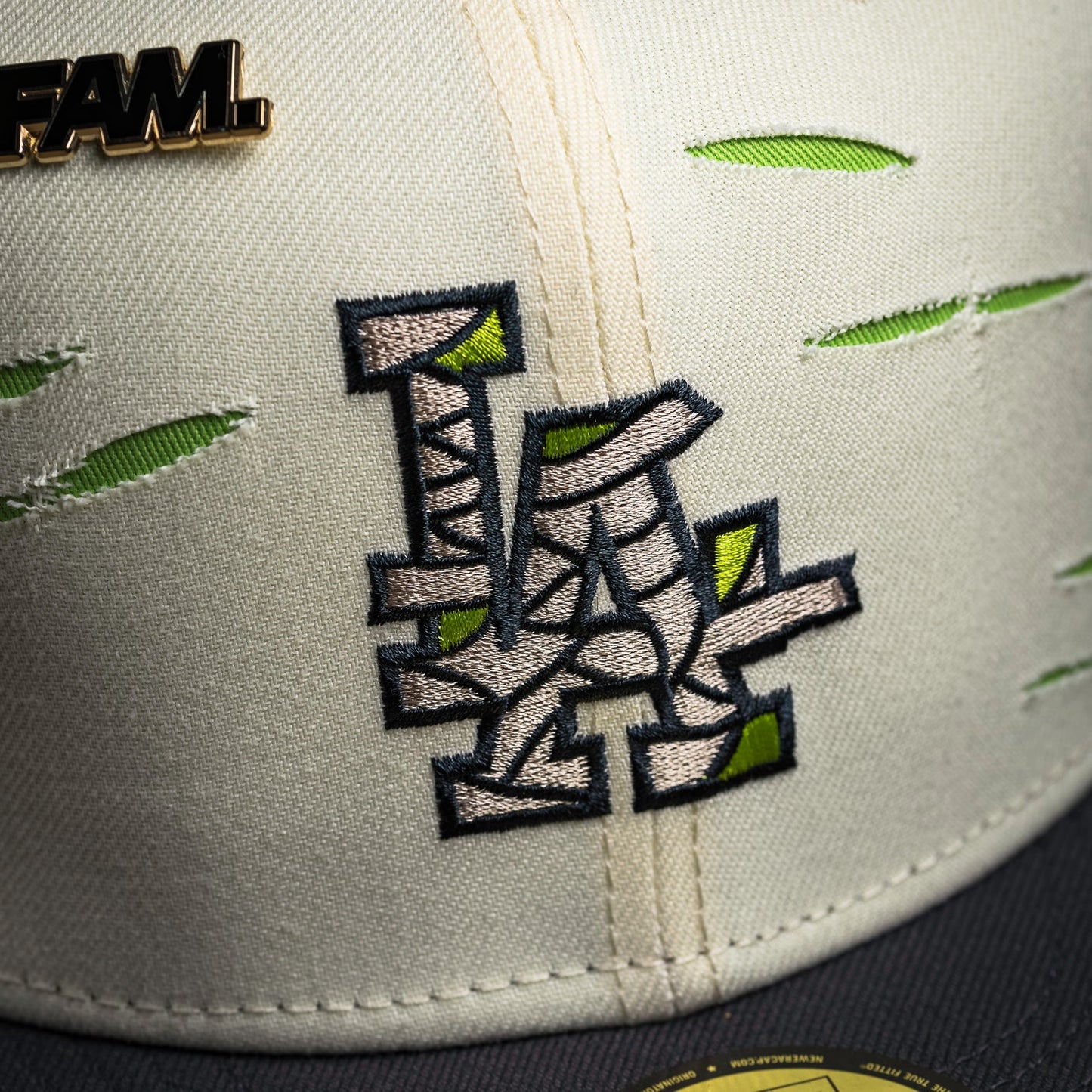 FAM Exclusive — Los Angeles Dodgers Mummified Cream Neon Green Two Tone 59FIFTY Fitted