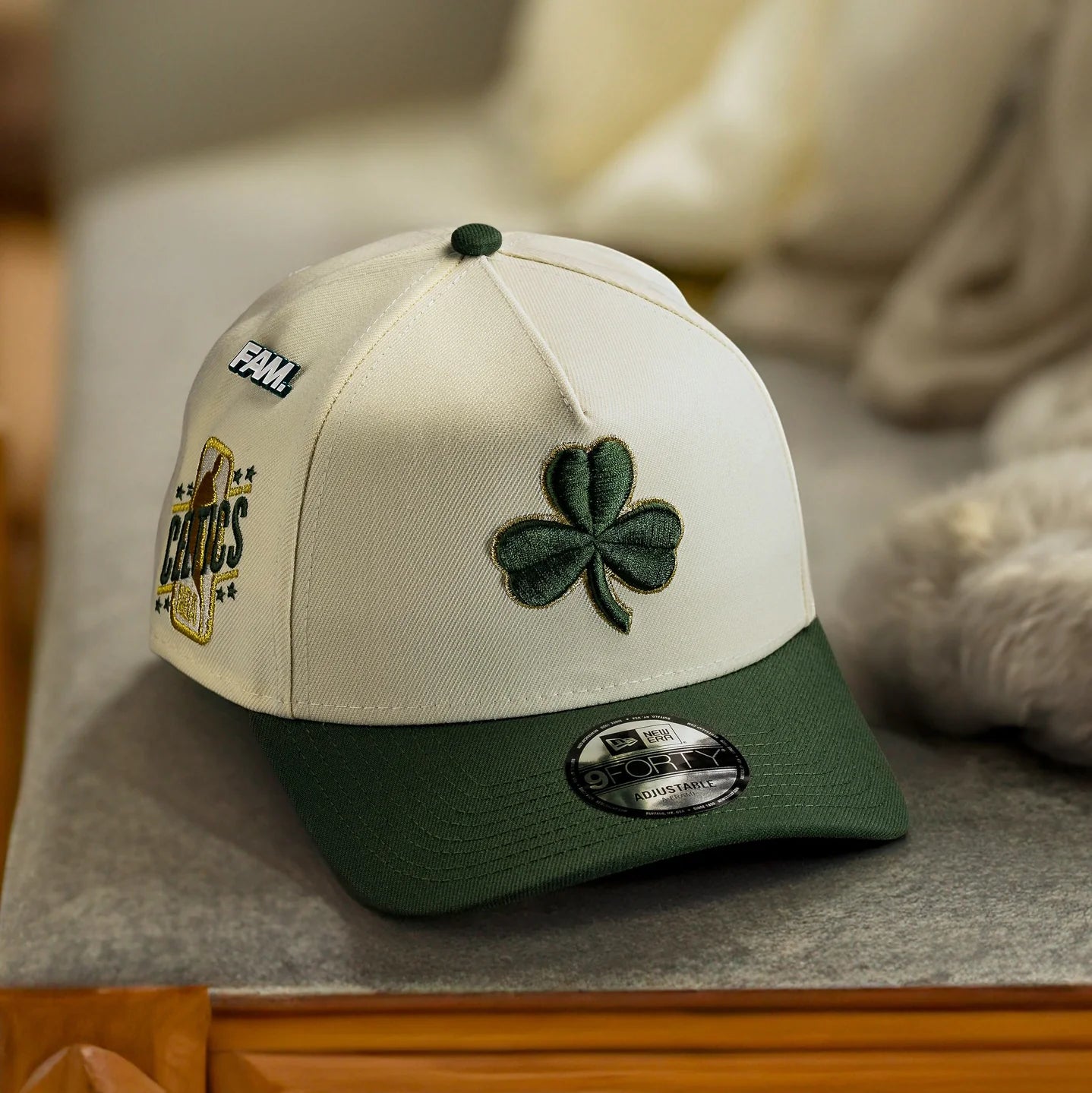 FAM Exclusive ― Boston Celtics NBA Chrome White Green UV 9FORTY A-Frame Snapback