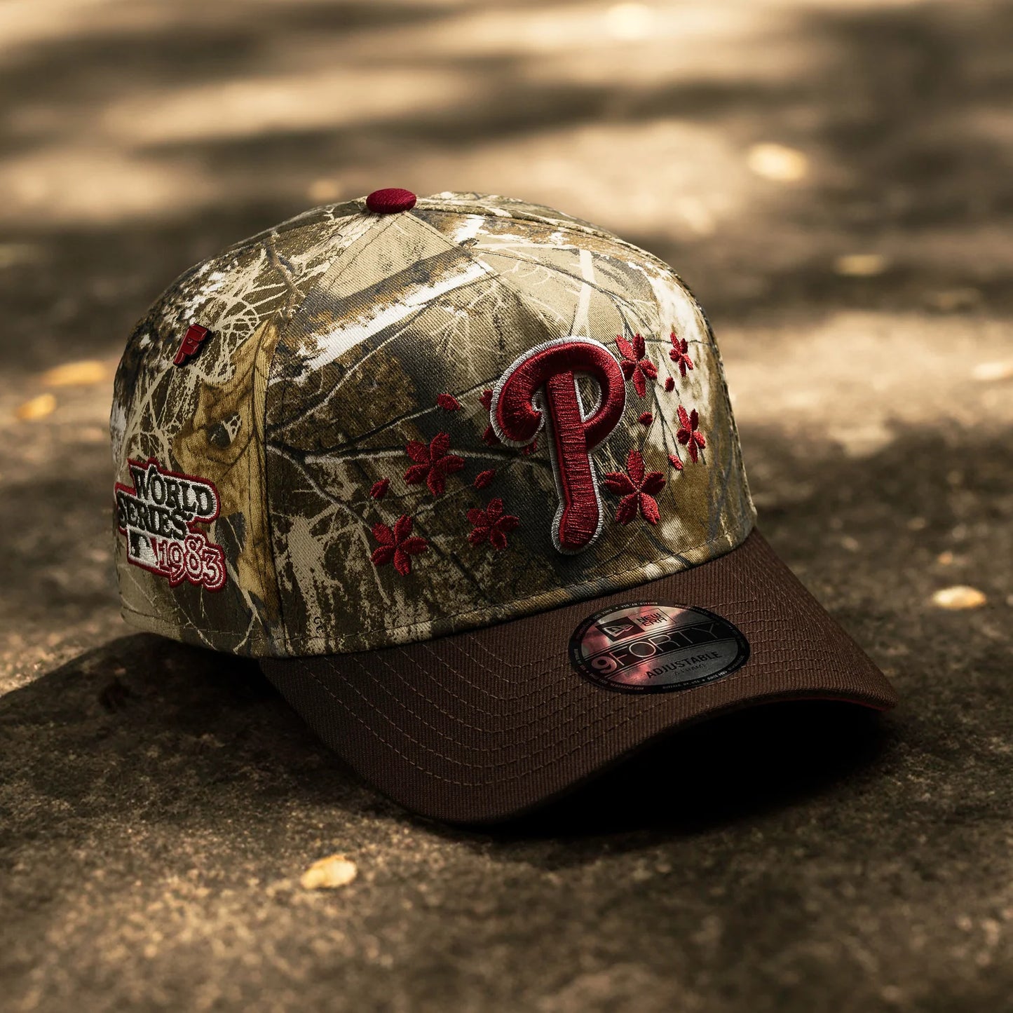 FAM Exclusive — Philadelphia Phillies Tree Edge Burned Wood Two Tone 9FORTY A-Frame Snapback