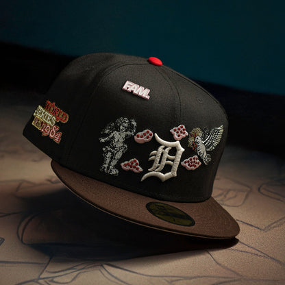 FAM Exclusive — Detroit Tigers MLB Black Burnt Wood Two Tone Pink UV 59FIFTY Fitted
