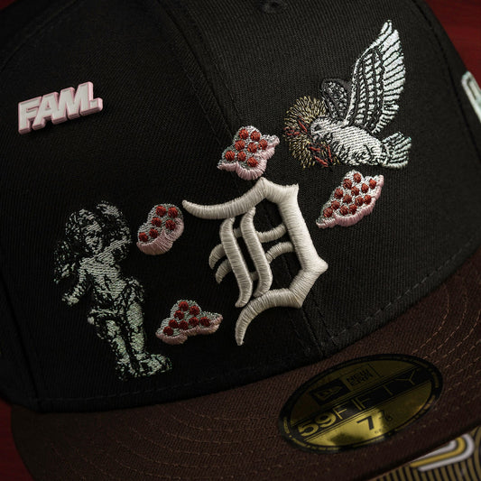 FAM Exclusive — Detroit Tigers MLB Black Burnt Wood Two Tone Pink UV 59FIFTY Fitted