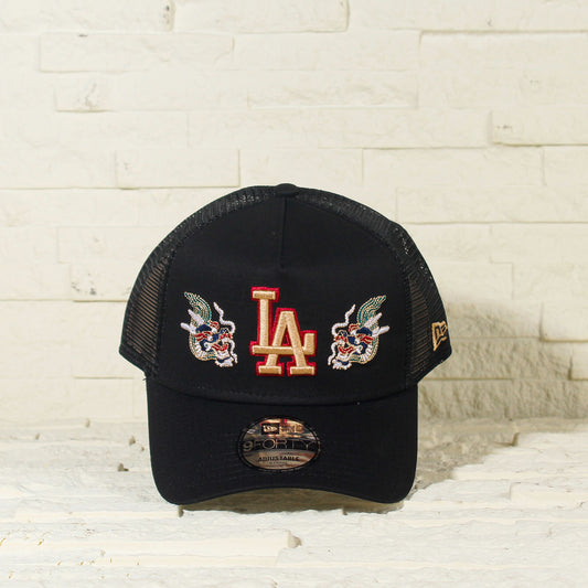 Los Angeles Dodgers Negra 'Year Of The Dragon 2.0' 9FORTY A-Frame Trucker Snapback