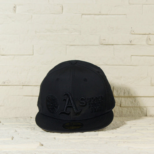 Oakland Athletic's 'Triple Black Multi Logo' 59FIFTY Fitted