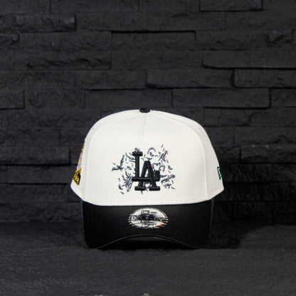 Los Angeles Dodgers Crema y Viscera Negra de Satin 9FORTY A-Frame Snapback