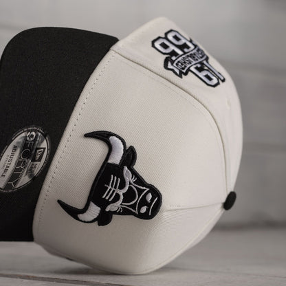 FAM Exclusive — Chicago Bulls Crema y Viscera Negra Logo Invertido 9FORTY A-Frame Snapback