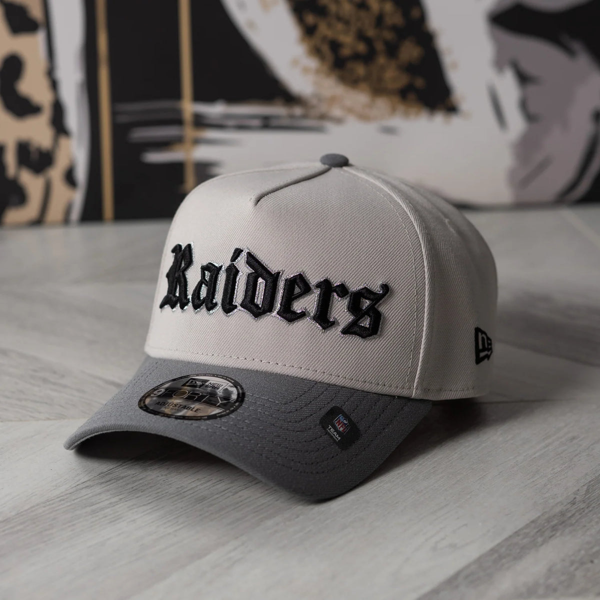 FAM Exclusive — Las Vegas Raiders Stone Storm Grey Two Tone 9FORTY A-Frame Snapback