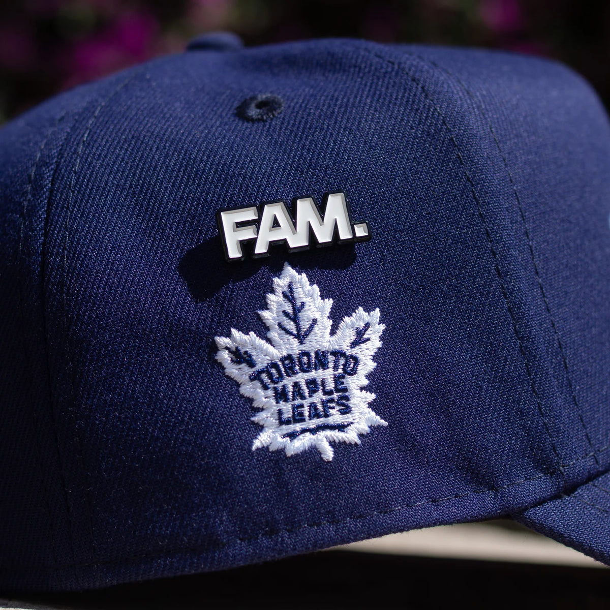 FAM Exclusive — Toronto Maple Leafs Upside Down Script Navy 9FORTY A-Frame Snapback