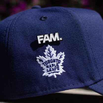 FAM Exclusive — Toronto Maple Leafs Upside Down Script Navy 9FORTY A-Frame Snapback
