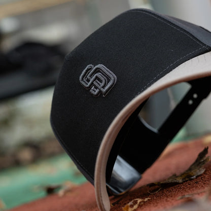 FAM Exclusive — San Diego Padres Graphite Two Tone Leather Tan 9FORTY A-Frame Snapback