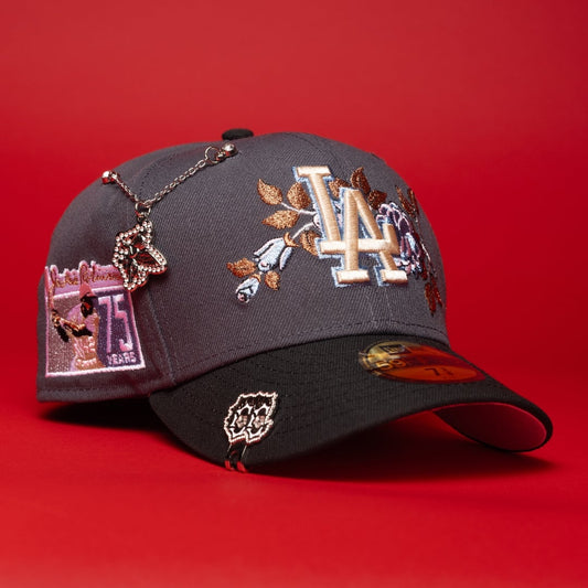 Los Angeles Dodgers Grey/Black with Icy Blue Rose 59FIFTY Fitted