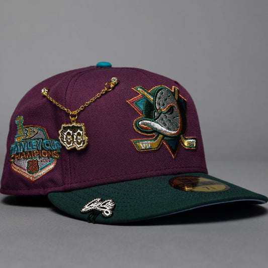 Anaheim Ducks Burgundy/Green Stanley Cup Side Patch 59FIFTY Fitted